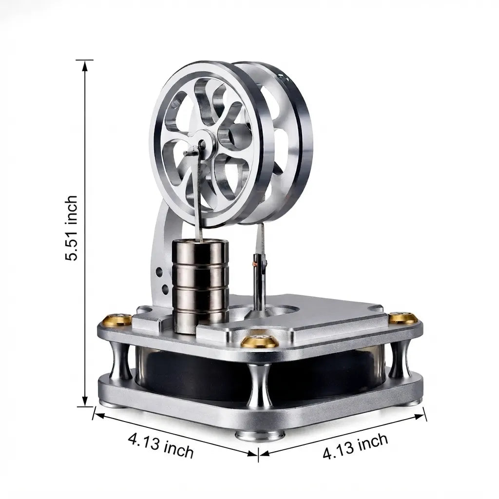 Size dimensions and physical scale of the D16-C metallic Stirling engine model