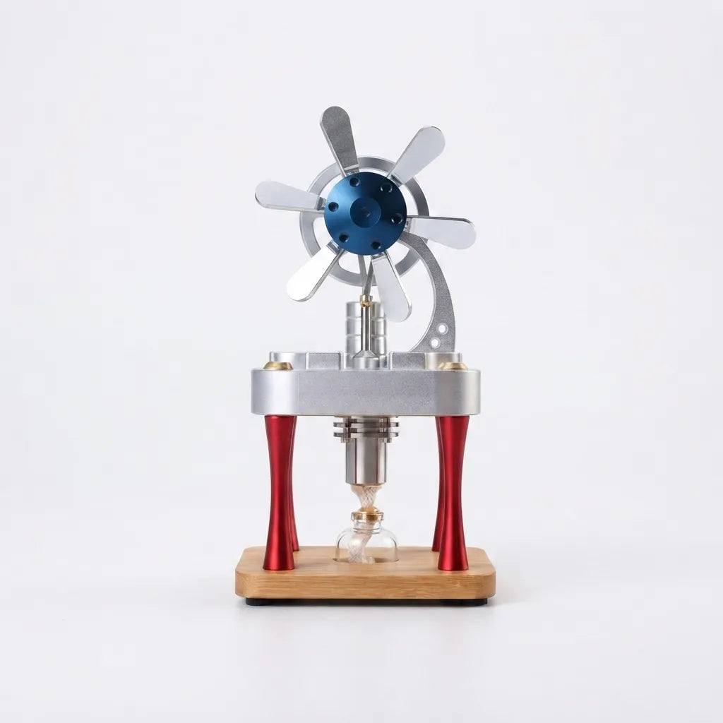 Direct front view of the fully assembled M16-CF heat-powered desk toy